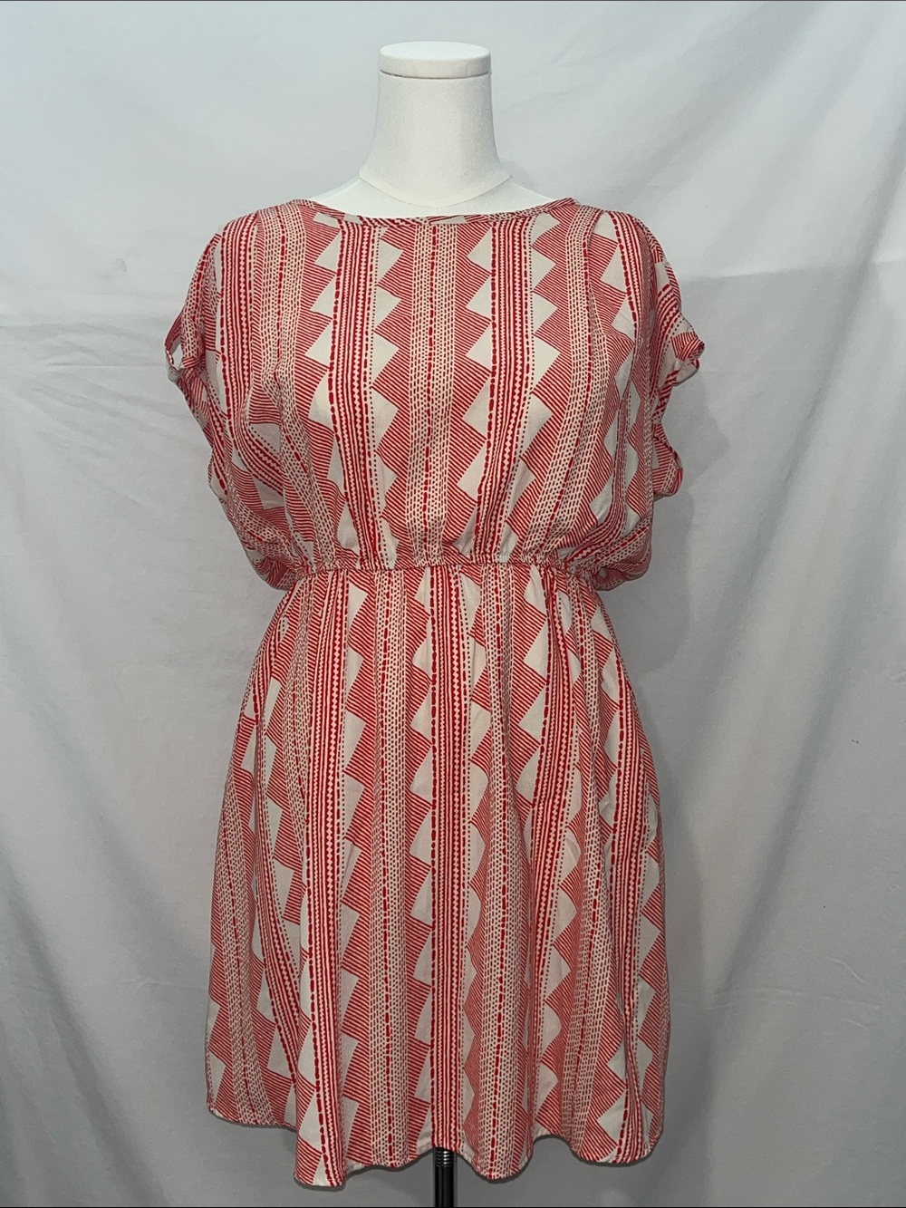 Cherish Coral and Cream Geometric Mini Dress